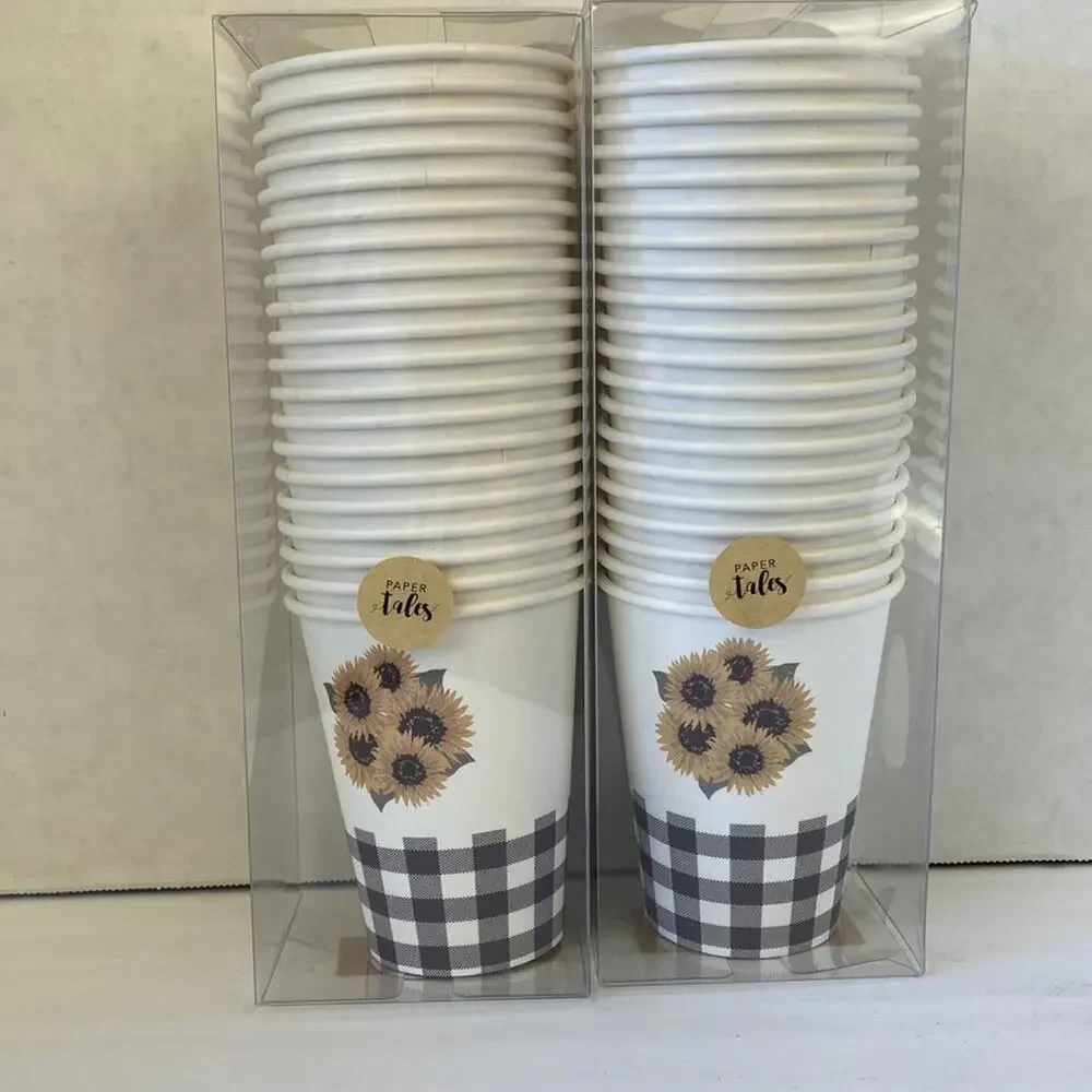 Paper Tales Hot & Cold Cups Sunflowers on Cream 20 Per Pack, 2 Packs